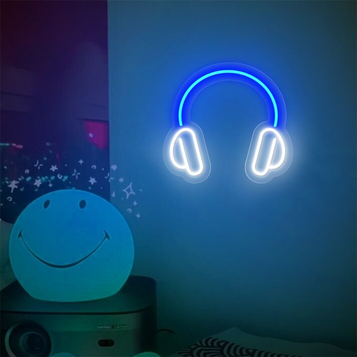 Brighten Up Your Space: Perfect for Home Decor, Office Vibes, and DJ Booths with the Headphone LED Neon Wall Art Sign.