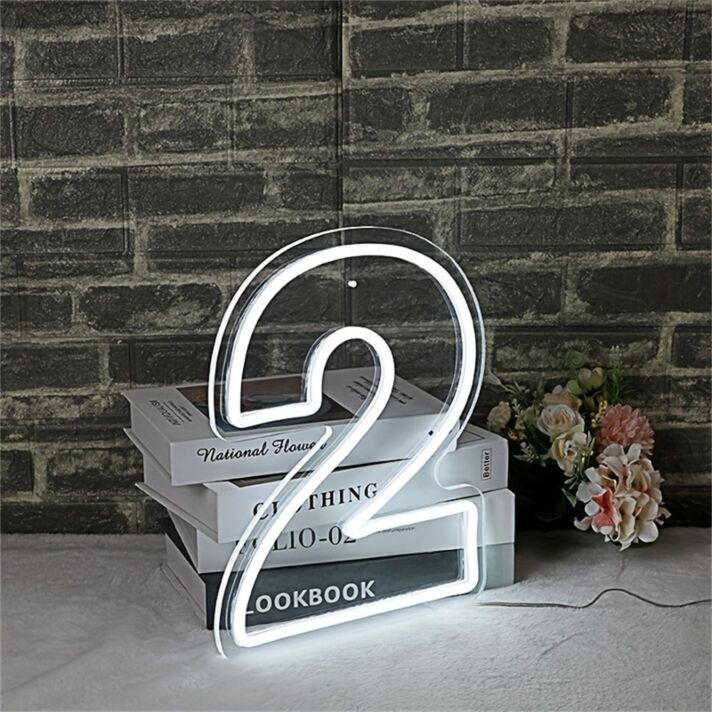 Celebrate in Style: LED Neon Birthday Number 2 LED Neon Sign for Memorable Second Birthdays, Kids' Rooms, and Milestone Parties