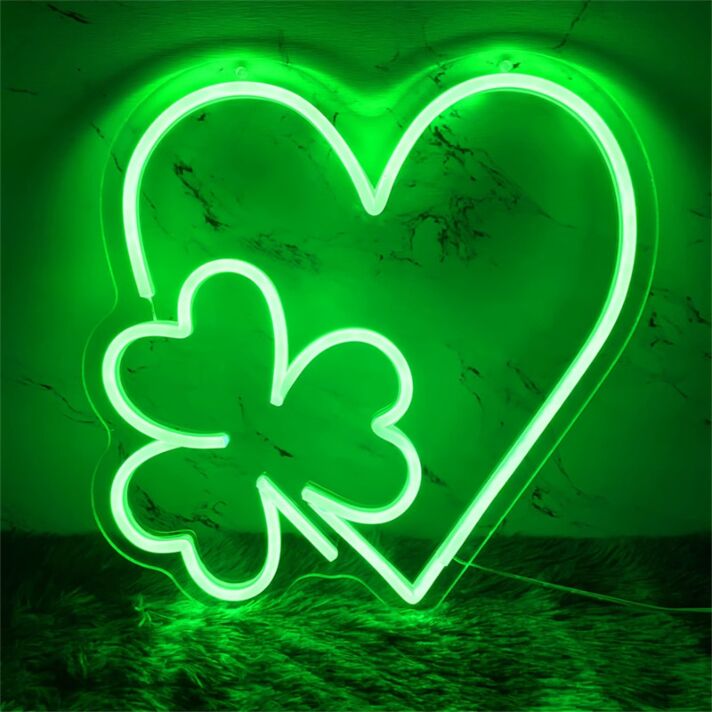 Add a Glow of Good Luck and Romance to Your Home, Office, or Wedding with the Love Shamrock LED Neon Sign