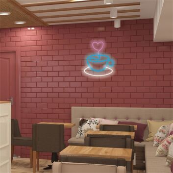 Create a cozy cafe vibe in your kitchen or enhance the ambiance of your coffee shop with the Sweet Coffee Cup With Heart Artistic LED Neon Art Sign.