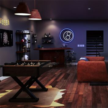 Elevate Your Game Room, Bar, or Man Cave Ambiance with Table Ball Black 8 Balls LED Neon Lights