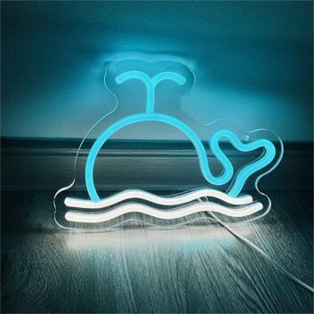 Enhance Your Living Spaces, Office, or Party Ambiance with the Whale For Home Decor LED Neon Sign.