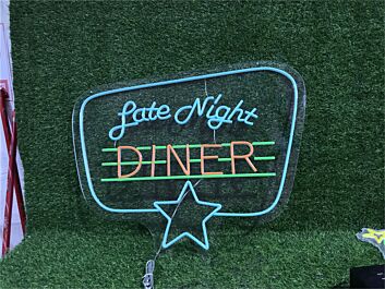 Transform Your Space into a Retro Haven - Perfect for Bars, Cafes and Home Kitchens with Custom Logo Late Night Diner LED Neon Sign.