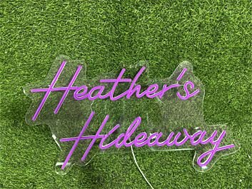 Brighten Your Space: Heathers Hideaway Custom LED Neon for Home Decor, Office Ambiance, and Celebratory Occasions like Weddings &amp; Parties.