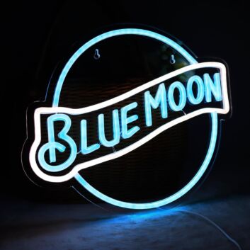 Brighten Your Nights: Blue Moon Neon Sign for Bars, Weddings, and Cozy Home Settings