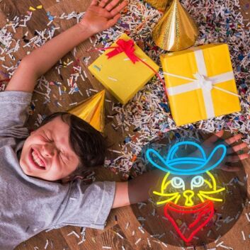 Brighten Up Your Bar, Bedroom, or Gaming Space with the Adorable Cute Cat In Dark Blue Cowboy Hat Neon Sign.