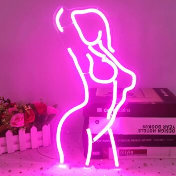 Enhance Your Home, Boutique, or Bachelorette Party Ambiance with the Deep Pink Mannequin Women Bedroom Neon Sign