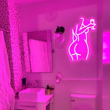 Brighten Your Bar, Home, or Bachelorette Party with Deep Pink The Woman With The Glass Neon Sign.