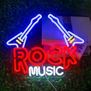 Brighten Your Home, Office, and Parties with the Vibrant Double Rock Music Neon Sign.