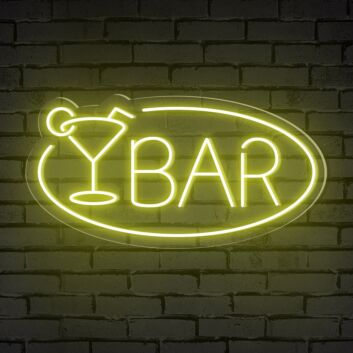 Bar Word Cocktail Glass Ellipse Frame Neon Sign: Perfect for Elevating Your Home Bar, Office, or Store Decor and Creating an Inviting Ambiance for Weddings and Parties.