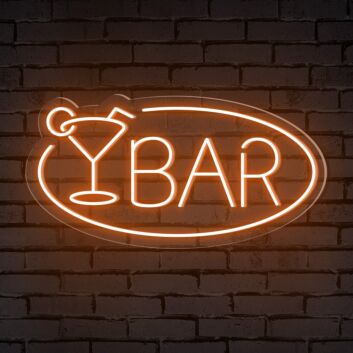 Bar Word Cocktail Glass Ellipse Frame Neon Sign: Perfect for Elevating Your Home Bar, Office, or Store Decor and Creating an Inviting Ambiance for Weddings and Parties.
