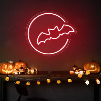 Bring a spooky glow to your Halloween festivities, perfect for home decor, themed parties, and haunted houses with the Bat Moon Halloween Neon Sign.