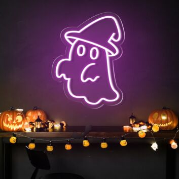 Brighten up your Halloween celebration and spooky decor with the Cute Ghost Hat Halloween Neon Sign for homes, bars, and themed events.