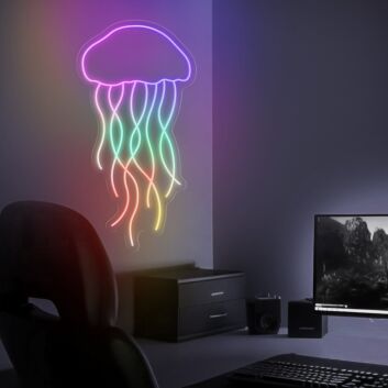 Bring the ocean&#039;s allure to your space: Multicolor Jellyfish Magic Led Neon Sign, perfect for home decor, bars, and themed events.