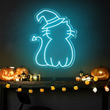 Brighten Up Your Halloween Celebration: Perfect for Home Decor, Theme Parties, and Bars - Neon Cat Hat Cute Halloween Neon Sign