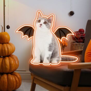Add a Purr-fect Glow to Your Space: Neon Cat Portrait Wings Personalized UV Neon Sign for Home Decor, Office Charm, and Unique Party Highlight.