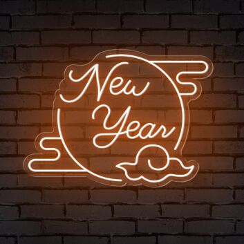 Bring the Glow to Your Celebrations and Spaces: New Year Clouded Moon Festive Neon Sign for Bars, Weddings, and Home Ambiance.