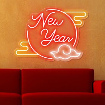 Bring the Glow to Your Celebrations and Spaces: New Year Clouded Moon Festive Neon Sign for Bars, Weddings, and Home Ambiance.