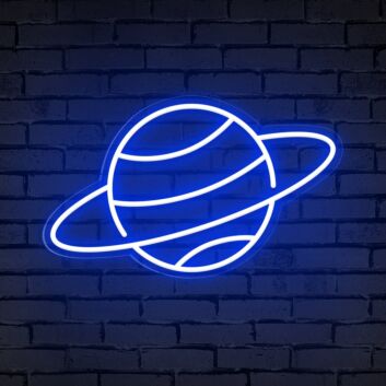 Brighten Your Bedroom, Playroom, or Theme Party Ambiance with the Whimsical Planet Cute Space Neon Sign.