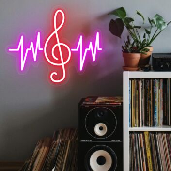 Elevate Your Space: Sound Waves Note Music Neon Sign, Perfect for Home Decor, Music Studios, and Trendy Bars.