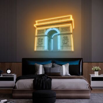 Add a Parisian Charm to Your Space: Ideal for Home Decor, Bars, and Romantic Weddings with Arc De Triomphe Led Uv Neon Sign For Modern Living Room Wall Art.
