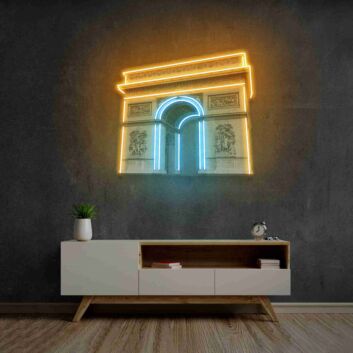 Add a Parisian Charm to Your Space: Ideal for Home Decor, Bars, and Romantic Weddings with Arc De Triomphe Led Uv Neon Sign For Modern Living Room Wall Art.