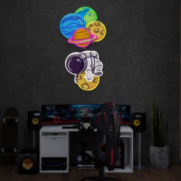 Enhance Your Space: Balloon Astronaut Wall Decor Led UV Neon Light for Home, Office, Store, Bar, and Celebratory Events