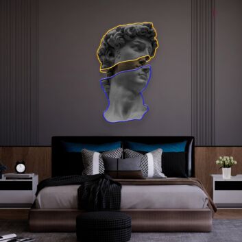 Elevate your ambiance: David Sculpture Led Uv Neon Sign for Artistic Home Decor, Chic Bars, and Inspirational Office Spaces.