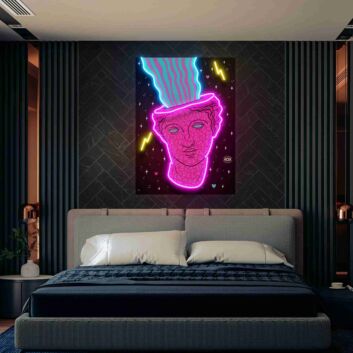 Transform Your Space: Head Of Acid Ancient Led Uv Neon Sign for Home Decor, Office Vibes, and Bar Ambiance.