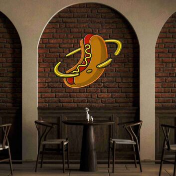 Brighten Your Diner or Café: Hotdog Planet Flat Custom Led Uv Neon Sign Light for Wall Decor, Perfect for Restaurants, Home Kitchens, and Bars.