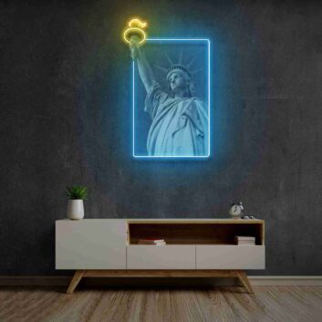 Brighten Your Spaces with the Liberty Statue LED UV Neon Sign - Perfect for Home Decor, Offices, Bars, and Weddings