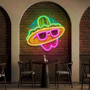 Brighten Your Dining Experience: Mexico Taco Restaurant Led Light Wall Decor for Home, Office, Bars, and Festive Celebrations.