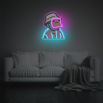 Brighten Up Your Office, Bar, or Store Ambiance with Man By Sticky Notes LED Neon Acrylic Artwork.