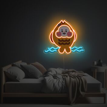 Brighten Up Your Bar, Home, and Special Events with Orange Cheeky Fish LED Neon Acrylic Artwork.