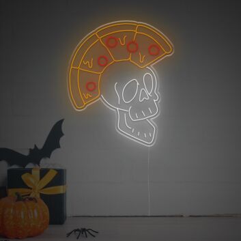 Light Up Your Bar, Game Room, or Kitchen with the Exclusive Pizza Skull LED Neon Sign.