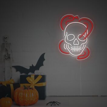 Elevate Your Bar or Game Room Aesthetics with the Skull Head With Red Snake LED Neon Sign.