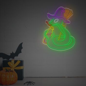 Elevate Your Bar, Gaming Room, or Halloween Decor with the Enthralling Snake Witch With Poison LED Neon Sign.