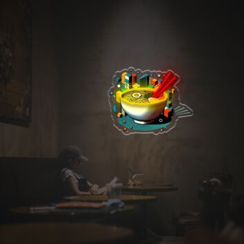 Brighten up your kitchen, bar, or next food-themed event with A Bowl Of Ramen In Pop Style LED Neon Acrylic Artwork.