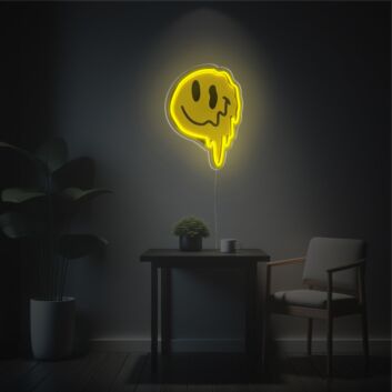Brighten Your Bar, Office, and Home with the Playful Charm of Melting Twisted Smily Face LED Neon Acrylic Artwork.