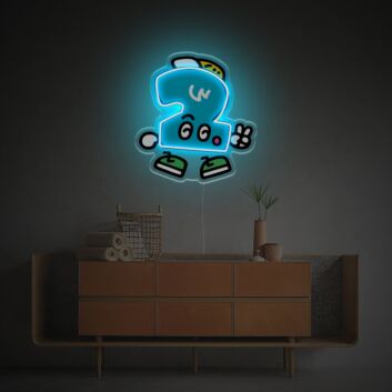Brighten Up Your Bar or Office Space with the Unique Number 2 Guy LED Neon Acrylic Artwork.