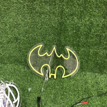 Brighten Up Your Bar, Gaming Room, or Superhero Themed Party with the Bat Man Logo Custom Yellow LED Neon Sign.