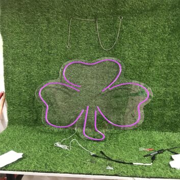Brighten Up Your Space: Clover Purple LED Neon Sign for Home Decor, Bars, and Weddings