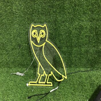 Brighten Up Your Space: Perfect for Home Decor, Office Vibes, or Bar Ambiance with the OVO Owl Yellow LED Neon Sign.