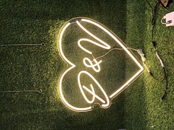 Brighten Your Love: Perfect for Weddings, Engagements, and Romantic Evenings with the D And V Heart Yellow LED Neon Sign