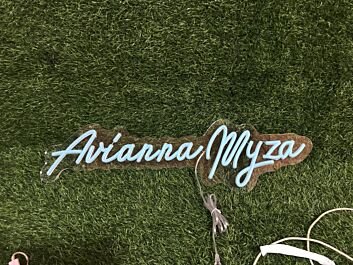 Brighten Up Your Space: Arianna Myza Blue LED Neon Sign for Home Decor, Bars, and Weddings.