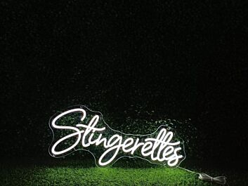 Brighten Your Space: Stingerettes White LED Neon Sign, Perfect for Home Decor, Offices, and Trendy Bars.