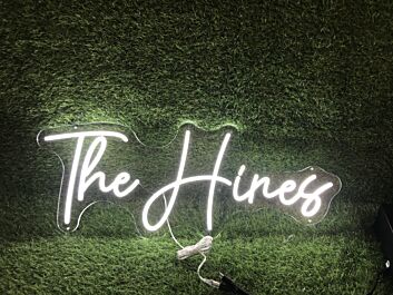 Brighten Up Your Space: The Hines White LED Neon Sign for Home, Office, Bars, and Weddings.