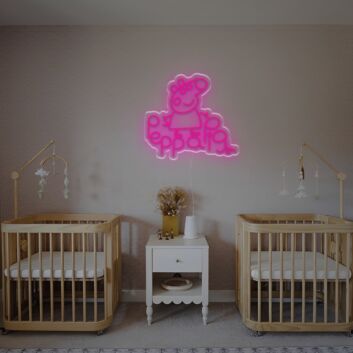 Brighten Your Child&#039;s Bedroom or Party: Peppa Pig With Page LED Neon Sign for Whimsical Decor.