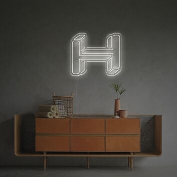 Brighten up Bars, Weddings, and Office Spaces with the Three-Dimensional Letter H LED Neon Sign.
