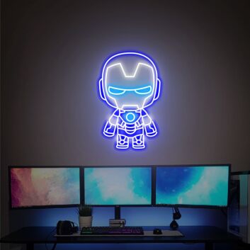 Brighten Up Your Space: Cute Iron Man Neon Sign Adds a Vibrant Touch to Game Rooms, Offices, and Superhero-Themed Parties